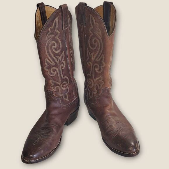 Justin Mens boots Sz 9D Buck Brown Round Toe Western Boots 2253 Comfort Cushion - Picture 2 of 14